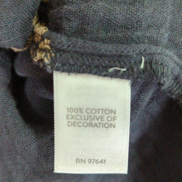 J Jill Embroidered Top Womens S Gray Double Cloth Cotton Gauze Tunic - Picture 3 of 6